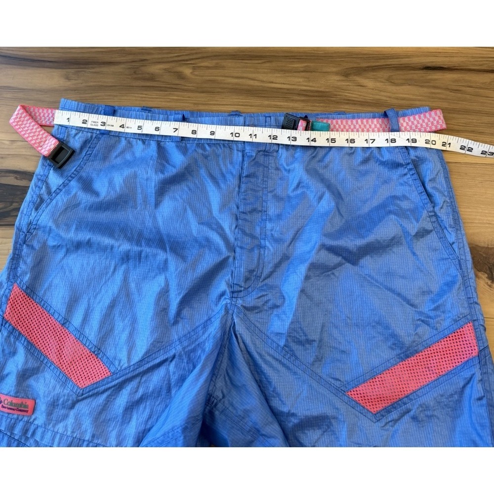 Vtg‎ Columbia Sportswear Mens XL Nylon Hiking Shorts Blue Pink Belt Gorpcore 90s - Picture 7 of 12
